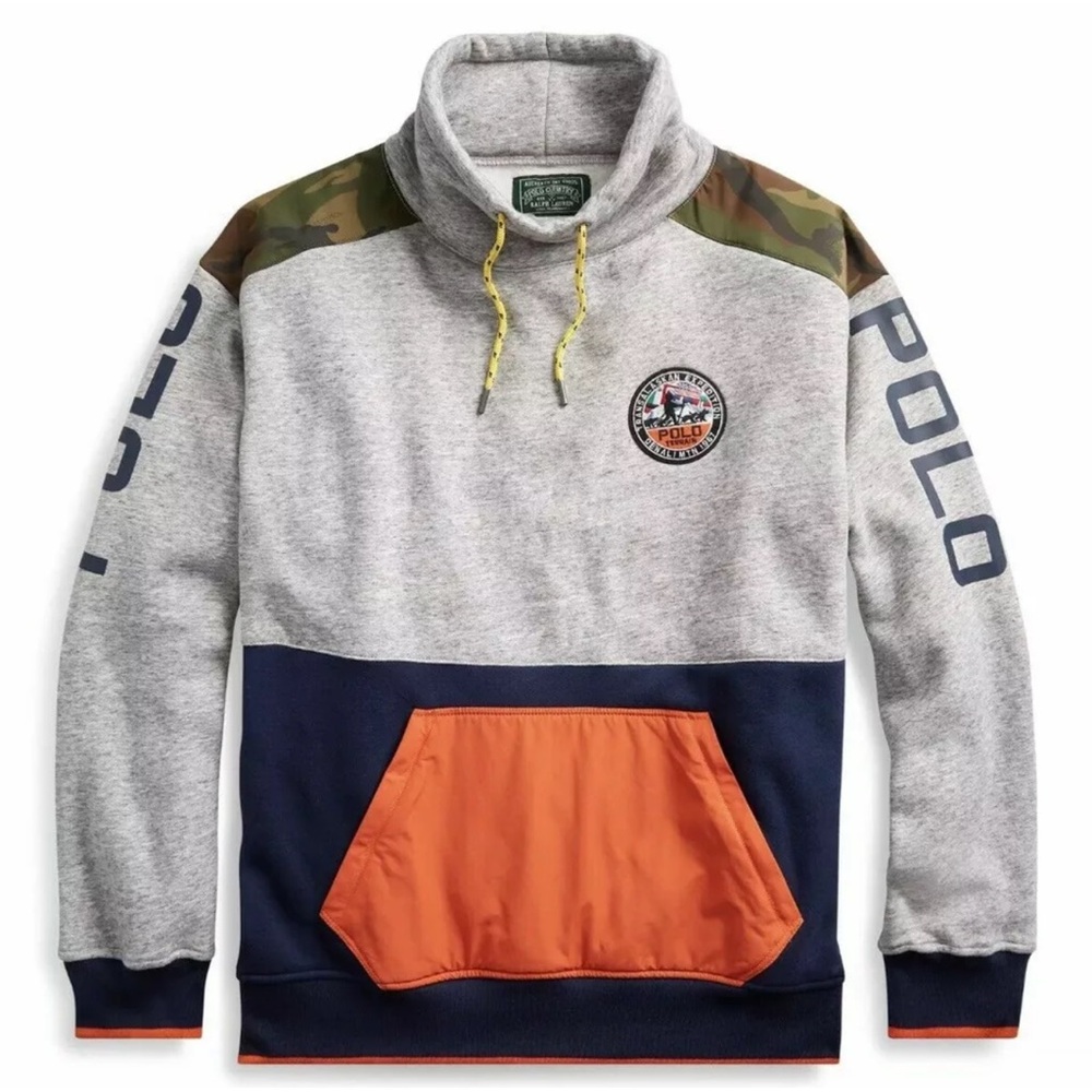 Polo Colorblock Hoodie with Camo Accents